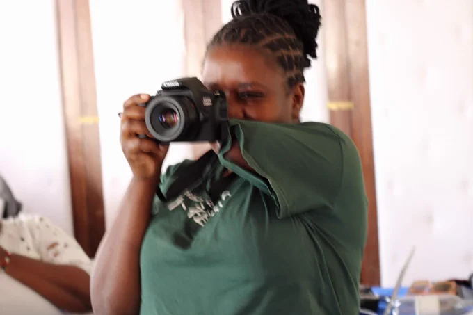 Women with disabilities practicing photography