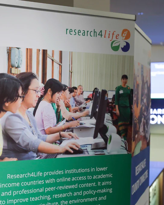 The Research4Life exhibition stand at Frankfurt Book Fair.