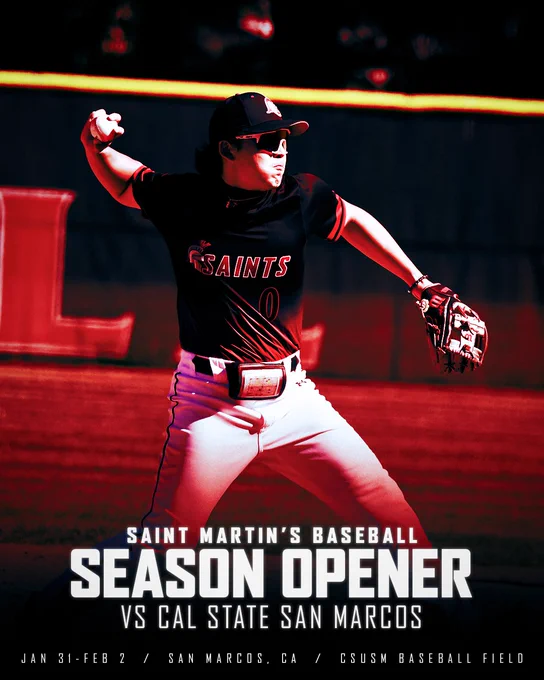 Saint Martin's Baseball Season Opener vs Cal State San Marcos, Jan 31-Feb 2, San Marcos, CA, CSUSM Baseball Field