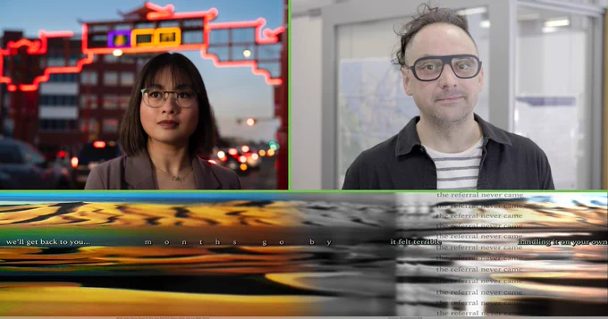 Samantha Louie-Poon (top left), Jim Johansson (top right) and an image from artwork based on Margot Jackson's research.