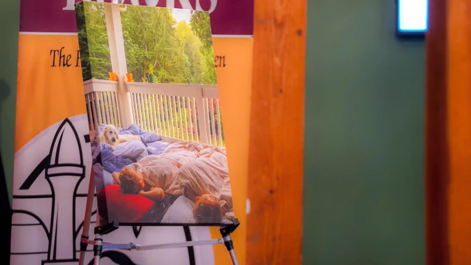 An image of the boys sleeping on the deck with Wilson is depicted on the book’s cover, which is a photo adapted into an art illustration.  