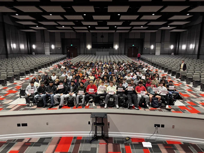Large group of students in auditorium