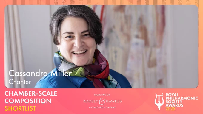 Royal Philharmonic Society Awards 2025 Shortlist announcement graphic. A coral background with a colour image of each shortlistee, above the name of the Award. All text on the graphic reflects the post.