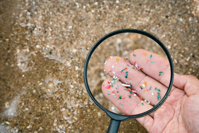 microplastics under a magnifying glass