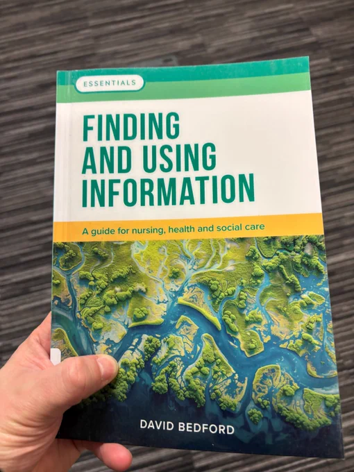 The cover of the book 'Finding and using information' by David Bedford. The feature image shows an overhead view of a river in a verdant landscape.