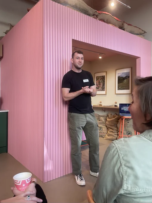 Matt doing his talk at Good Beans