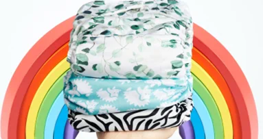 Real nappies surrounded by a rainbow