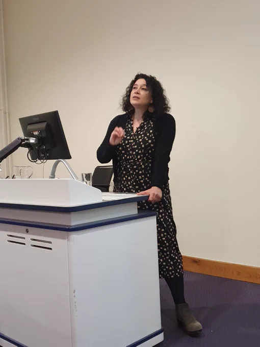 Image of Professor Elisa Morgera providing the 2024/5 HRLC Annual Lecture.
