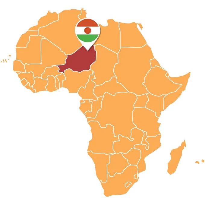 map of Africa with the nation of Niger highlighted in red