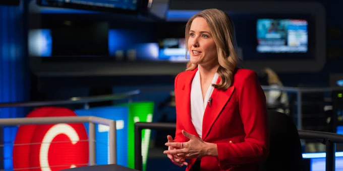 Someone sitting at a desk speaking to a camera with the CTV logo behind her.