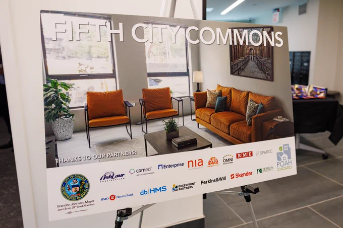Photos: Mayor Brandon Johnson joins community members in celebration of the ribbon cutting for phase 1 of Fifth City Commons in East Garfield Park.