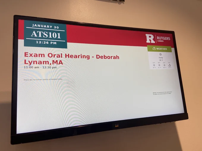Image of the sign outside my exam oral hearing!