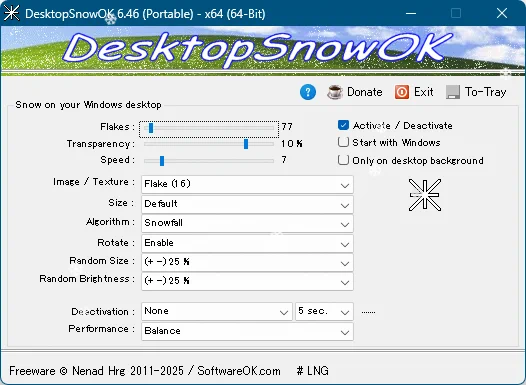 DesktopSnowOK の英語