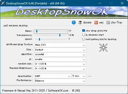 DesktopSnowOK のクリンゴン語