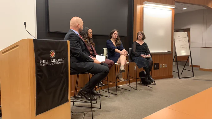 John Ronquillo, Brie Jackson, Megan Pratz and Sarah Oates in POLITICAL JOURNALISM: WHERE DO WE GO FROM HERE?