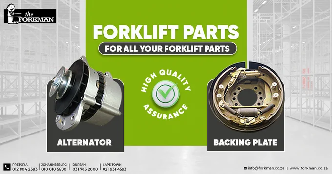 Keep your forklift running smoothly with high-quality parts! At The Forkman, we provide top-quality alternators, backing plates, and more to keep your material handling equipment operating at peak performance. With our high-quality assurance and expert service, you can count on us to help you with all your forklift parts needs. Get in touch with us today and keep your operations running without interruptions!

012 804 2383 | info@forkman.co.za | forkman.co.za

#ForkliftParts #MaterialHandling #HeavyDutyEquipment #TheForkman #WarehouseSolutions