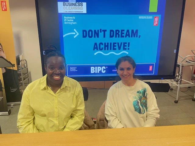 Ana and Amina before their question and answer session. 