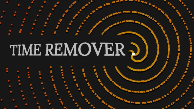 TIME REMOVER in front of a hypnotic pattern
