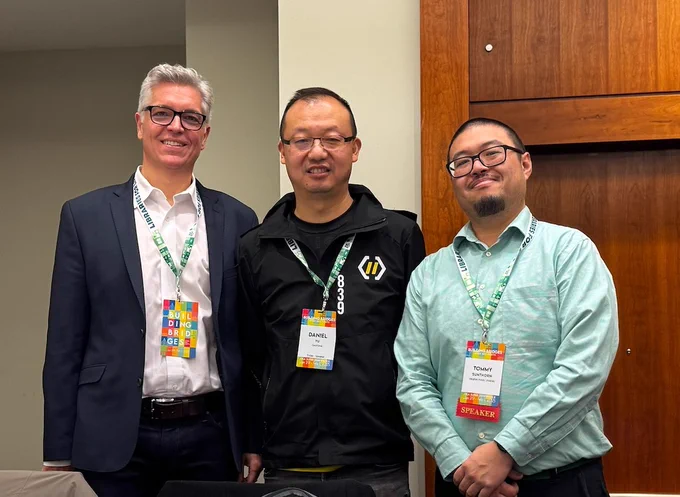 Andy from iDESIGN, Daniel from Caution Tape, and Tommy from Vaughan Libraries