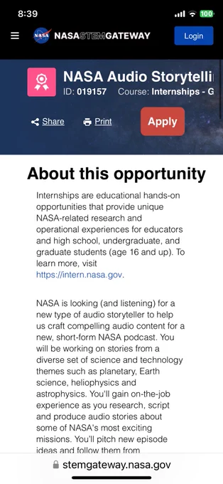 NASA Internship