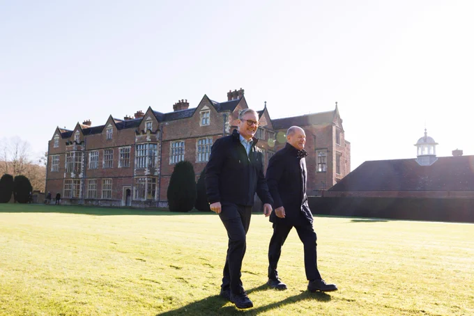 Prime Minister Keir Starmer meets German Chancellor Olaf Scholz for a bilateral meeting at Chequers.