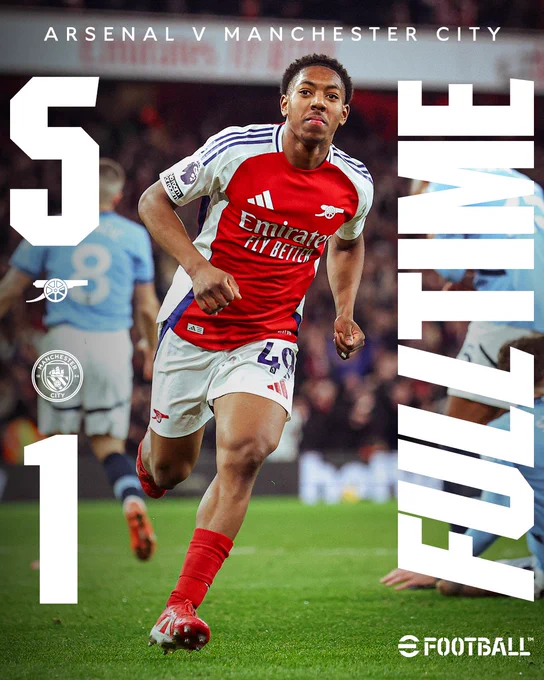 Full Time: Arsenal 5-1 Manchester City