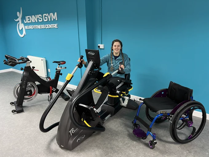 Jennifer Smyth using the equipment at Jenn's Gym