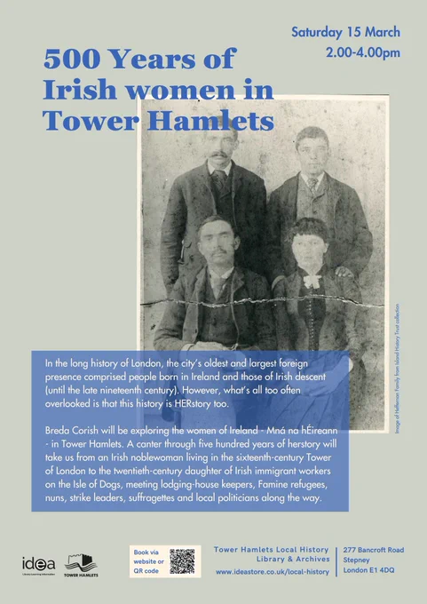 poster for event on green background with blue text and black and white image