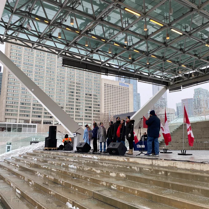 The cast of the musical Come From Away performed during the ceremony.