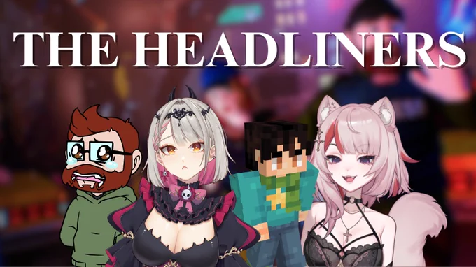 image from the game 'The Headliners' with warwick, cierna, sykkuno and nekomikki