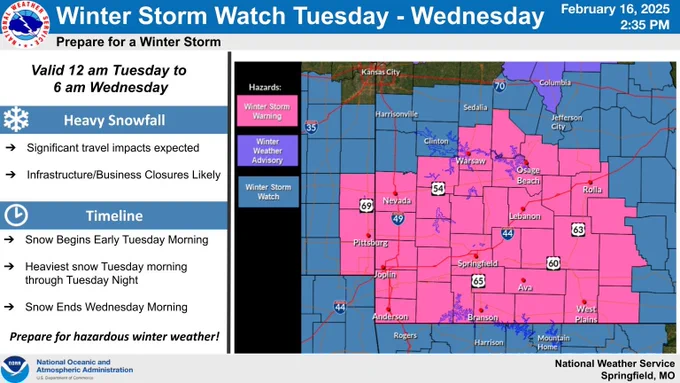 A Winter Storm Warning has been issued for early Tuesday morning lasting into Wednesday morning. Heavy snowfall will cause significant impacts to travel. Confidence is high that many locations will experience snowfall greater than 5 inches. Now is the time to prepare for the upcoming winter storm.