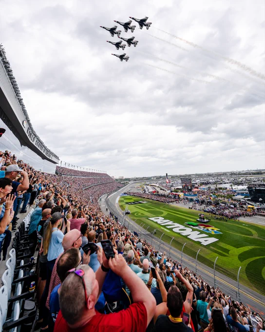 Thunderbirds fly over Daytona International Speedway.