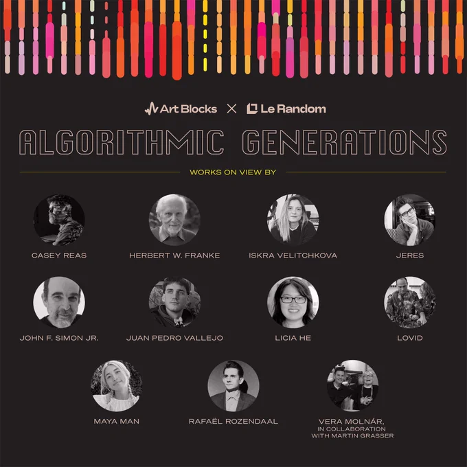 "Algorithmic Generations: A Genealogical Journey Through Generative Art" at Art Blocks Gallery