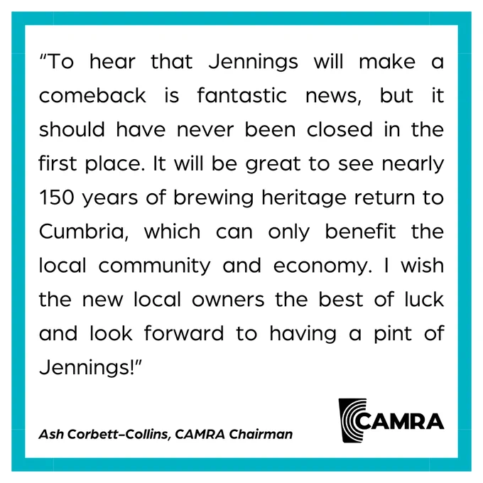 A green border around a quote from CAMRA Chairman Ash Corbett-Collins. The black CAMRA logo is in the bottom right corner.