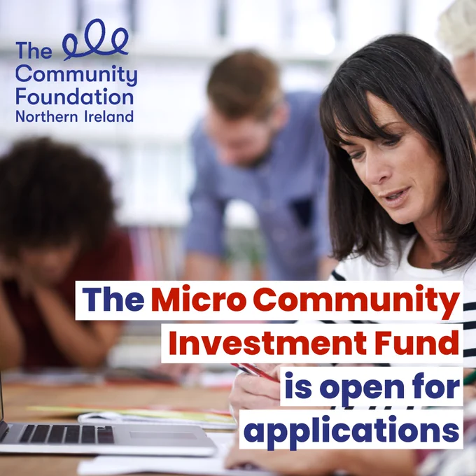 Text: The Micro Community Investment Fund is open for applications
Image: Group of people learning