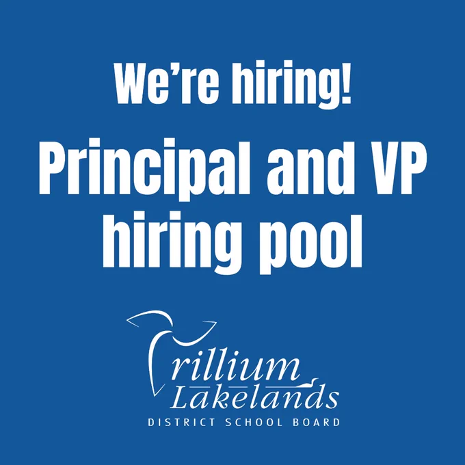 Dark blue background with TLDSB logo in white. White text says We're hiring! Principal and VP hiring pool.