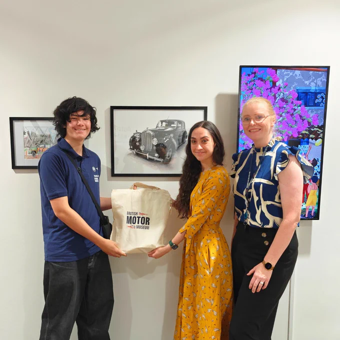 2024 Young Artists Competition winner Morgan with the Museum Curator and Head of Fundraising.