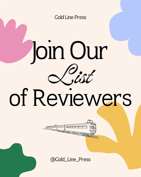 Graphic that says "Join Our List of Reviewers" with abstract shapes in bright colors.