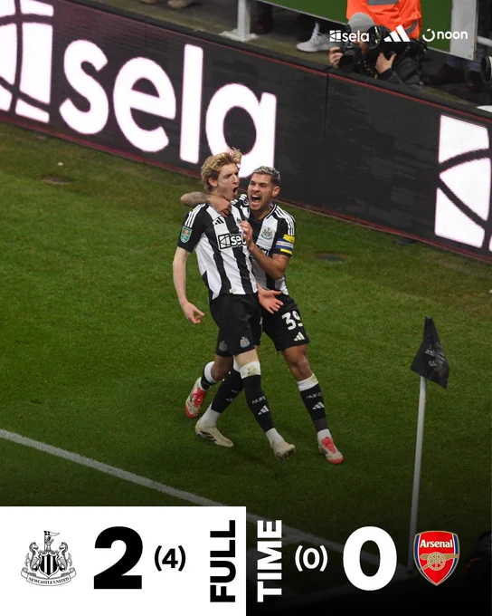 FULL-TIME | Newcastle United 2 (4) Arsenal 0 (0)