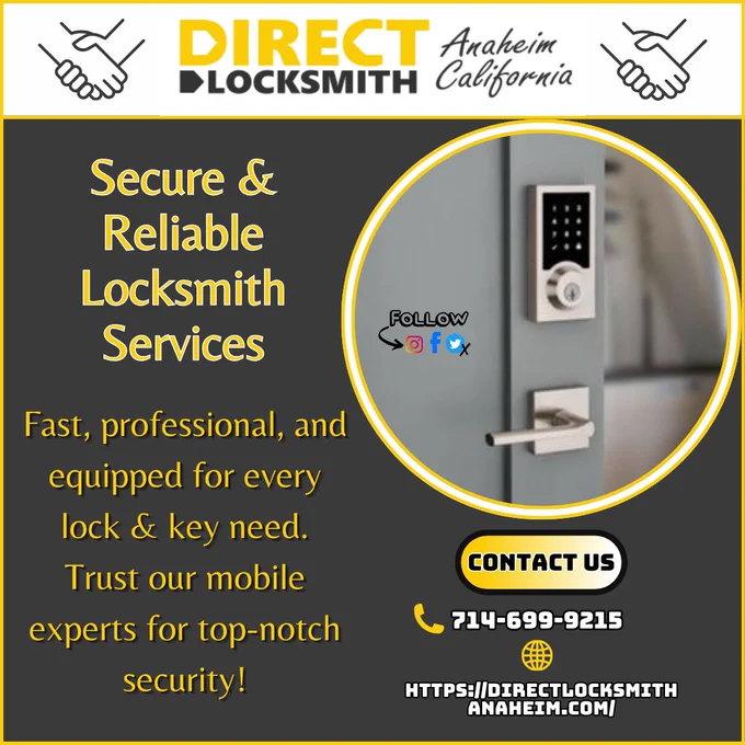 👇 | Contact us at:
☎ | 714-699-9215
🌐 | Visit https://directlocksmithanaheim.com