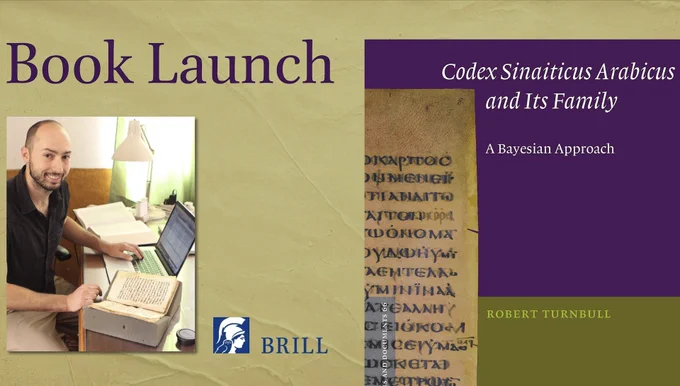 invite for the book launch inc the cover of the book and an image of Rob at his desk working with a manuscript