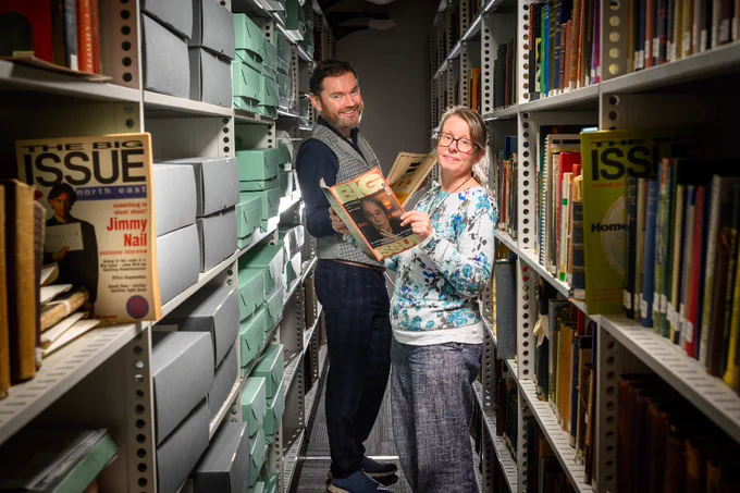 Kirsty Menzies, Assistant Archivist at Glasgow Caledonian University and Mike Findlay-Agnew, Chief Executive of the International Network of Street Papers.