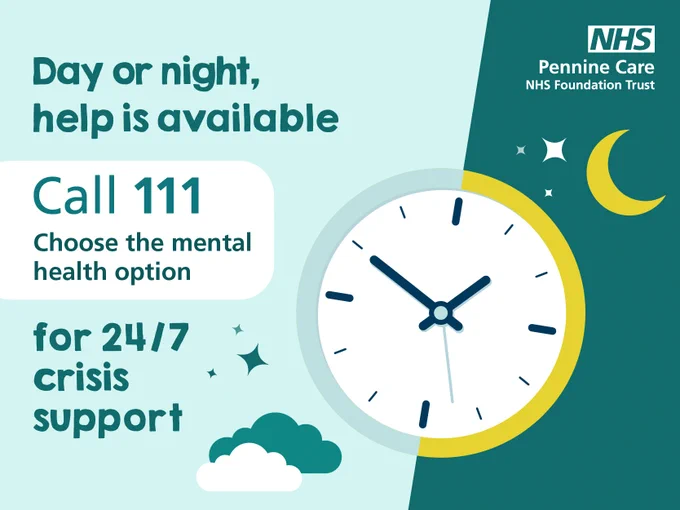 Day or night, help is available. Call 111 choose the mental health option for 24/7 crisis support.