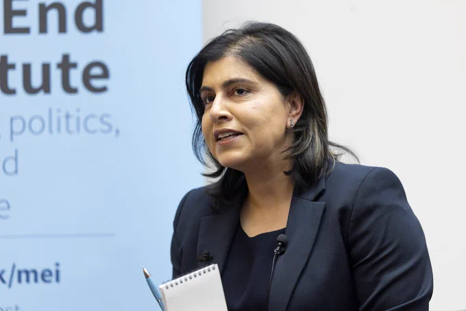 Baroness Warsi at the Mile End Institute on Tuesday 4 February. Credit: Gary Schwartz.