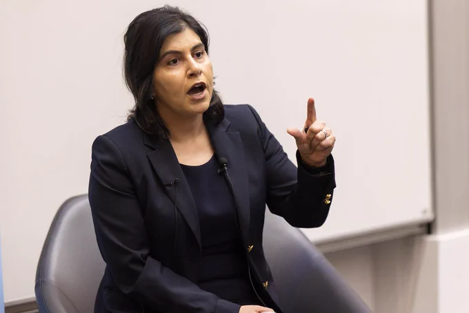Baroness Warsi at the Mile End Institute on Tuesday 4 February. Credit: Gary Schwartz.
