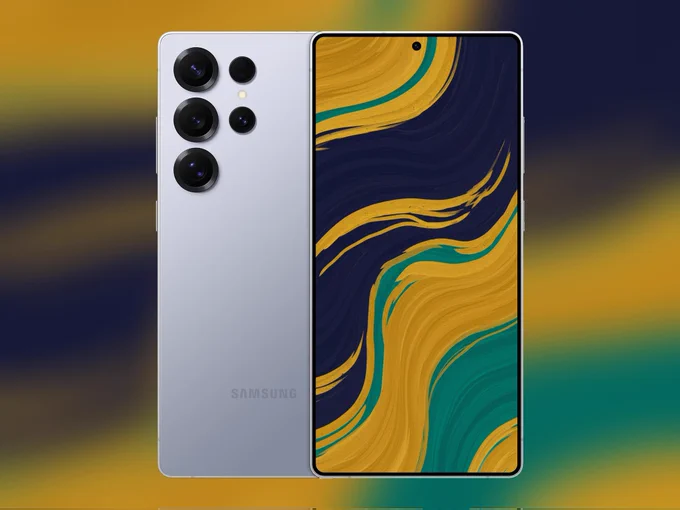 Samsung S25 Ultra With Abstract Wallpaper