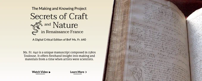 Homepage of the digital critical edition, Secrets of Craft and Nature