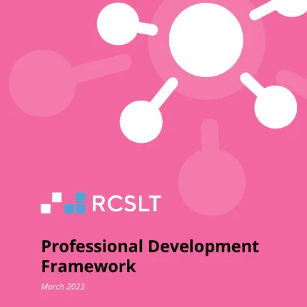 Image of the front cover of the RCSLT's Professional Development framework document.