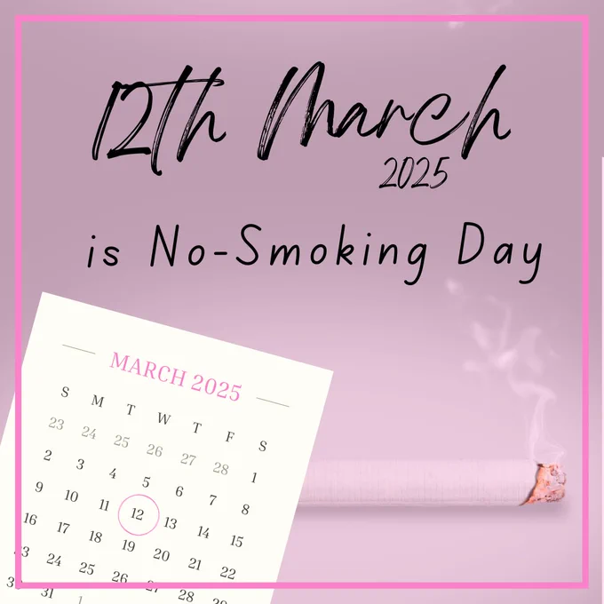 Image text reads: 12th March 2025 is no-smoking day.