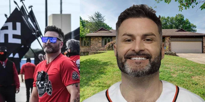 Two photos of GDL leader Jon Minadeo. One is photographed in front of his Springfield, MO home.